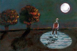 Outono tornando-se inverno, estudo para uma noite Stroll, 2004, (óleo sobre papel)